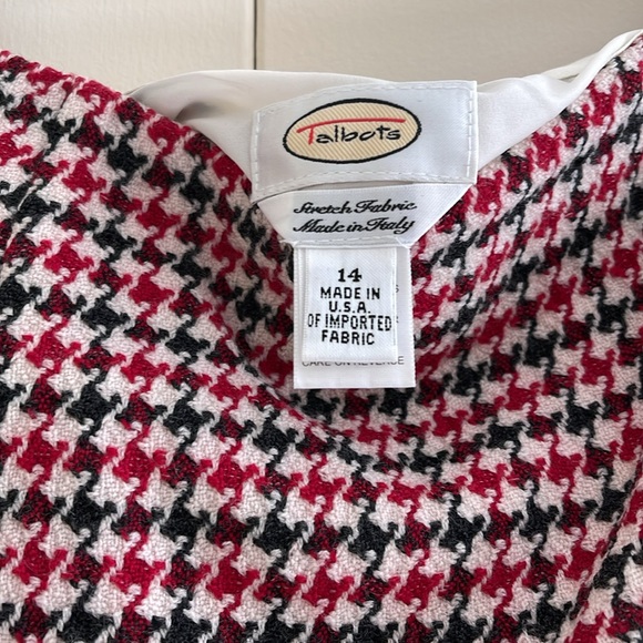 Talbots houndstooth lined Wool blend skirt white/black/red, in excellent cond - Picture 2 of 6